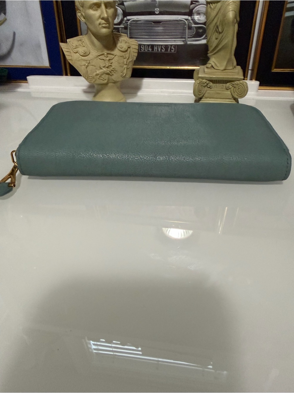 Authentic YSL sage green/blue leather zip around Long wallet with COA. - Picture 4 of 15